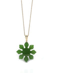 Baikalla Jewelry Gold Jade Necklace Copy of Baikalla™ : " Sun Flower" 14k Yellow Gold Genuine Nephrite Green Jade Pendant Necklace