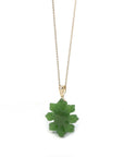 Baikalla Jewelry Gold Jade Necklace Copy of Baikalla™ : " Sun Flower" 14k Yellow Gold Genuine Nephrite Green Jade Pendant Necklace