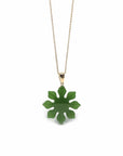 Baikalla Jewelry Gold Jade Necklace Copy of Baikalla™ : " Sun Flower" 14k Yellow Gold Genuine Nephrite Green Jade Pendant Necklace