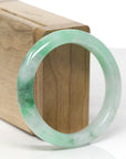 Baikalla Natural Icy Vibrant Forest Green Jadeite Jade "Half Round" Bangle Bracelet (53.2mm)