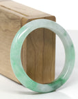 Baikalla Natural Icy Vibrant Forest Green Jadeite Jade "Half Round" Bangle Bracelet (53.2mm)