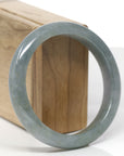 Baikalla Natural Deep Oil-Green & Lavender Jadeite Jade "Half Round" Bangle Bracelet (59.5mm)