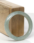 Baikalla Natural Icy Light Oil-Green Jadeite Jade "Oval" Bangle Bracelet (54.8mm)