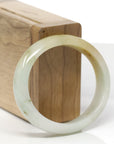 Baikalla Natural Yellow W/ Green Freckles Jadeite Jade "Oval" Bangle Bracelet (56.7mm)