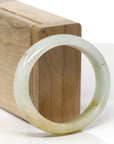 Baikalla Natural Yellow W/ Green Freckles Jadeite Jade "Oval" Bangle Bracelet (56.7mm)