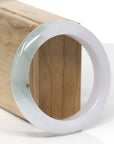 Baikalla Natural Light Lavender & Oil-Green Jadeite Jade "Half Round" Bangle Bracelet (55.6mm)