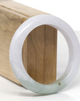 Baikalla Natural Light Lavender & Oil-Green Jadeite Jade "Half Round" Bangle Bracelet (55.6mm)