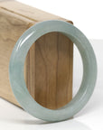 Baikalla Natural Light Icy Oil-Green Jadeite Jade "Half Round" Bangle Bracelet (56.2mm)