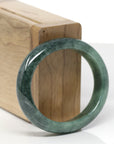 Baikalla Natural Deep Green Jadeite Jade "Oval" Bangle Bracelet (53.9mm)