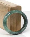 Baikalla Natural Deep Green Jadeite Jade "Oval" Bangle Bracelet (53.9mm)