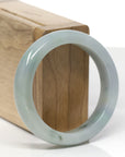 Baikalla Natural Light Green & Blue-Lavender Jadeite Jade "Square Cut" Bangle Bracelet (53mm)