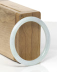 Baikalla Natural Icy Light Green Jadeite Jade "Petite Traditional Round" Bangle Bracelet (51.9mm)