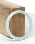 Baikalla Natural Icy Light Green Jadeite Jade "Petite Traditional Round" Bangle Bracelet (51.9mm)
