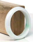 Baikalla "Moss In Snow" Bai Di Qing Jadeite Jade Bangle Bracelet (57.8 mm)