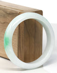 Baikalla "Moss In Snow" Bai Di Qing Jadeite Jade Bangle Bracelet (57.8 mm)