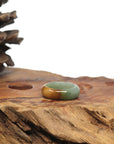 Baikalla Oil Green & Brown Burmese Jadeite Jade Traditional Ring