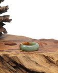 Baikalla Oil Green & Brown Burmese Jadeite Jade Traditional Ring