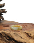 Natural Icy Yellow & Orange Burmese Jadeite Jade Band Ring