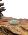 Natural Green Flower Burmese Jadeite Jade Band Ring