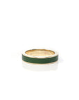 Baikalla 14k Yellow Gold Forest Green Natural Nephrite Jade 3/4 Inlay Men's Wedding Ring