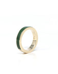 Baikalla 14k Yellow Gold Forest Green Natural Nephrite Jade 3/4 Inlay Men's Wedding Ring