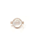 Baikalla 18k Rose Gold High Icy Natural Burmese Jadeite Jade Engagement Ring w/ Natural Diamonds Halo