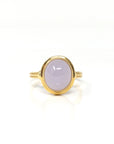 18k Yellow Gold Natural Translucent Oval Pink Lavender Burmese Jadeite Jade Engagement Ring