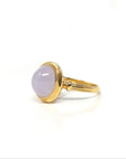 18k Yellow Gold Natural Translucent Oval Pink Lavender Burmese Jadeite Jade Engagement Ring