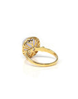 18k Yellow Gold Natural Translucent Oval Pink Lavender Burmese Jadeite Jade Engagement Ring