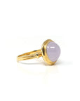 18k Yellow Gold Natural Translucent Oval Pink Lavender Burmese Jadeite Jade Engagement Ring