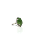 Baikalla Jewelry Jade Ring Copy of Baikalla™ "Classic Oval With Accents" Sterling Silver Real Green Nephrite Jade Classic Ring For Her