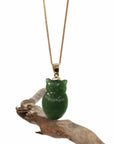 Baikalla Jewelry God Jadeite Jade Necklace Pendant Only Copy of Baikalla Genuine Green Nephrite Jade Lucky Owl Pendant Necklace With 14k Yellow Gold Bail
