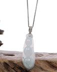 Baikalla Jewelry 18k Gold Jadeite Necklace Copy of Genuine Burmese Ice Blue Jadeite Pendant with 14k White Gold Bail