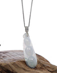 Baikalla Jewelry 18k Gold Jadeite Necklace Copy of Genuine Burmese Ice Blue Jadeite Pendant with 14k White Gold Bail