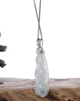 Baikalla Jewelry 18k Gold Jadeite Necklace Copy of Genuine Burmese Ice Blue Jadeite Pendant with 14k White Gold Bail