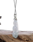 Baikalla Jewelry 18k Gold Jadeite Necklace Copy of Genuine Burmese Ice Blue Jadeite Pendant with 14k White Gold Bail