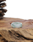 Baikalla Natural Icy Blue-Green Flower Jadeite Jade "Geometric Style" Traditional Ring