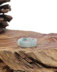 Baikalla Natural Icy Blue-Green Flower Jadeite Jade "Geometric Style" Traditional Ring