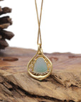 Baikalla Natural Vibrant Green Patch Jadeite Jade "Happy Buddha" Pendant W/ 18K Yellow Gold & Natural Diamond Bail