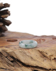 Baikalla Natural Icy Blue-Green Flower Jadeite Jade Traditional Ring