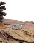 Baikalla Natural Icy Green & Black Wuji Jadeite Jade Traditional Ring