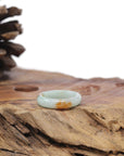 Baikalla Natural Icy Light Green & Sajin (Golden Dust) Jadeite Jade Traditional Ring
