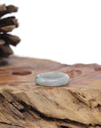 Baikalla Natural Icy Apple-Green & Light Grey Wuji Jadeite Jade Traditional Ring