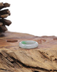 Baikalla Natural Icy Apple-Green & Light Grey Wuji Jadeite Jade Traditional Ring