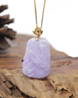 Baikalla Natural Vixen Lavender Jadeite Jade "Lotus Flower" Pendant W/ 14ky Gold Bail