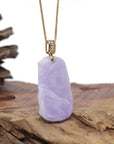 Baikalla Natural Vixen Lavender Jadeite Jade "Bamboo" Pendant W/ 14ky Gold Bail & Natural Diamonds