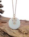 18k Rose Gold Natural Light Green Jadeite Constellation (Libra) Pendant Necklace