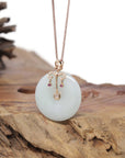 18k Rose Gold Natural Light Green Jadeite Constellation (Libra) Pendant Necklace