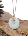 18k Rose Gold Natural Light Green Jadeite Constellation (Libra) Pendant Necklace