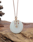 18k Rose Gold Natural Light Green Jadeite Constellation (Libra) Pendant Necklace